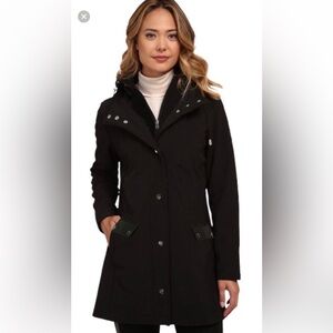 Jones New York Black Quilted Lined Long Jacket Coat